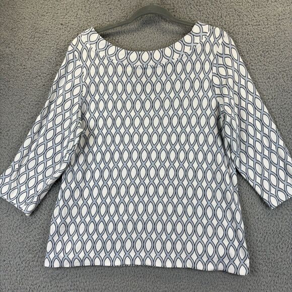 Chicos Top Large Beachy Coastal Nautical Convertible Geometric Twist-Neck Tee - Picture 9 of 10